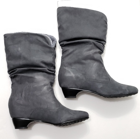 ⤵️⤵️New Gray Suede Furry Lining Winter Ankle Boots - Picture 3 of 3